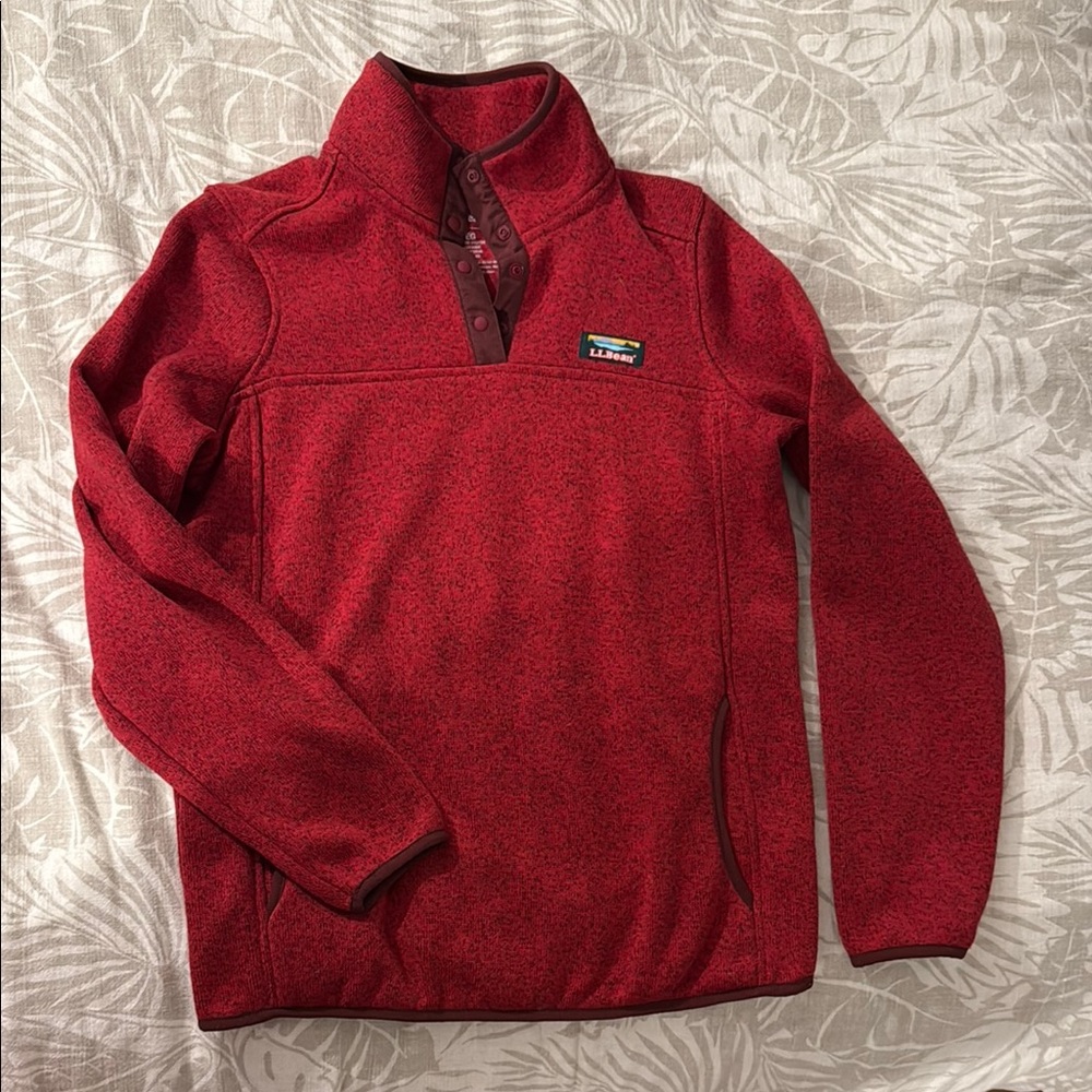 LL Bean Red Quarter-Zip Fleece
